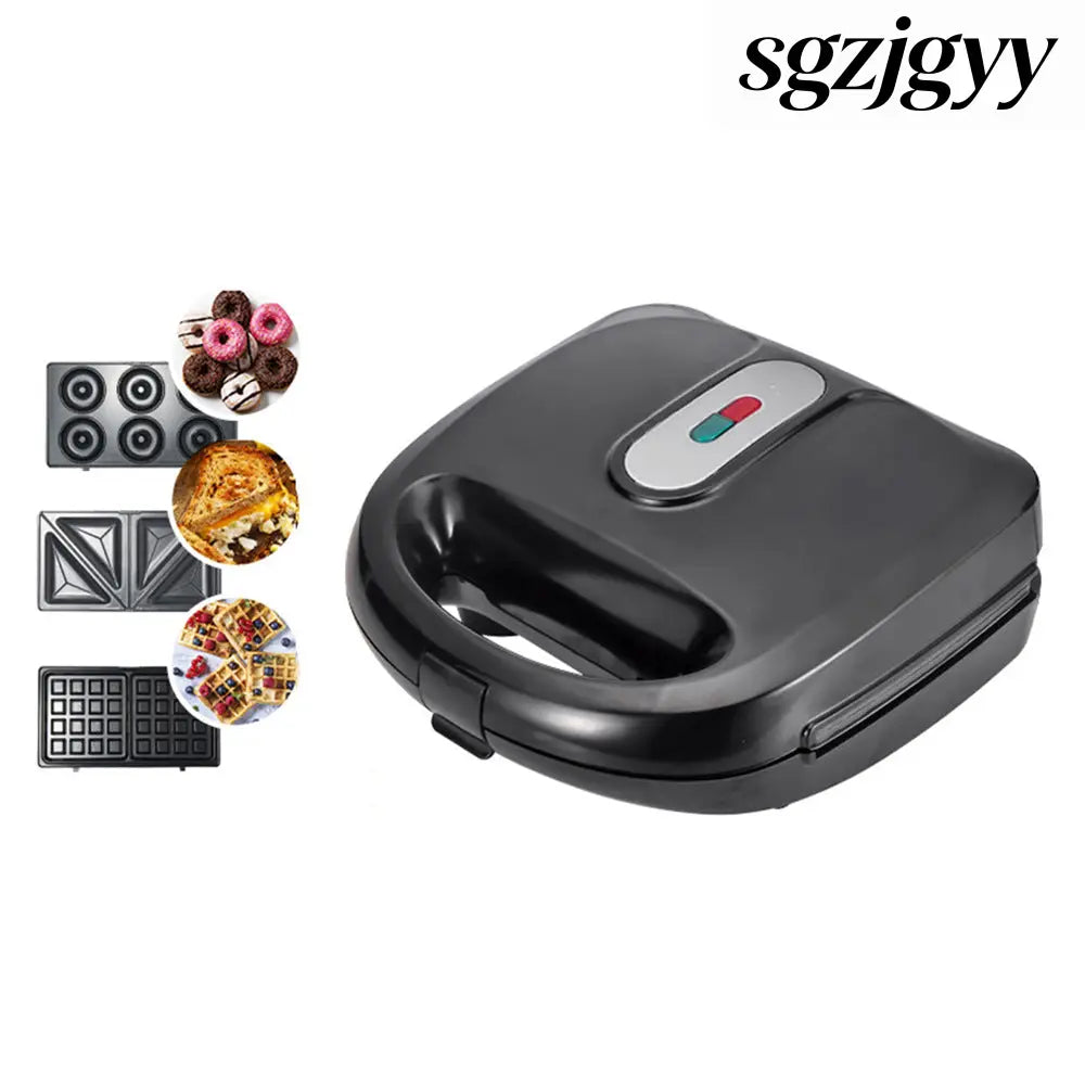 6-in-1 Waffle Maker & Grill | Sandwich Doughnut & Breakfast Maker - Black / EU / 3 in 1 - Cooking Grinder