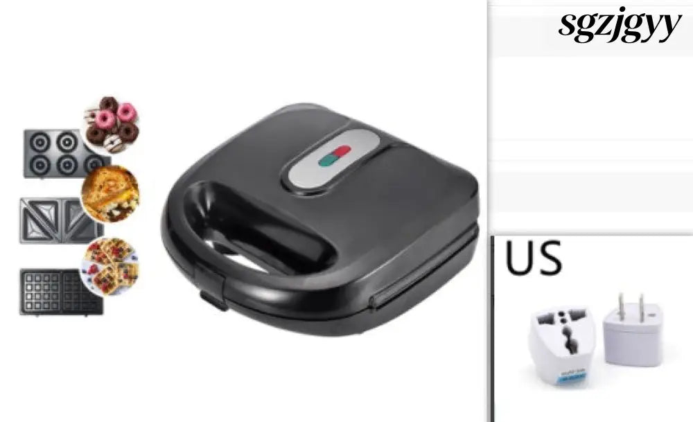 6-in-1 Waffle Maker & Grill | Sandwich Doughnut & Breakfast Maker - Black / US / 3 in 1 - Cooking Grinder