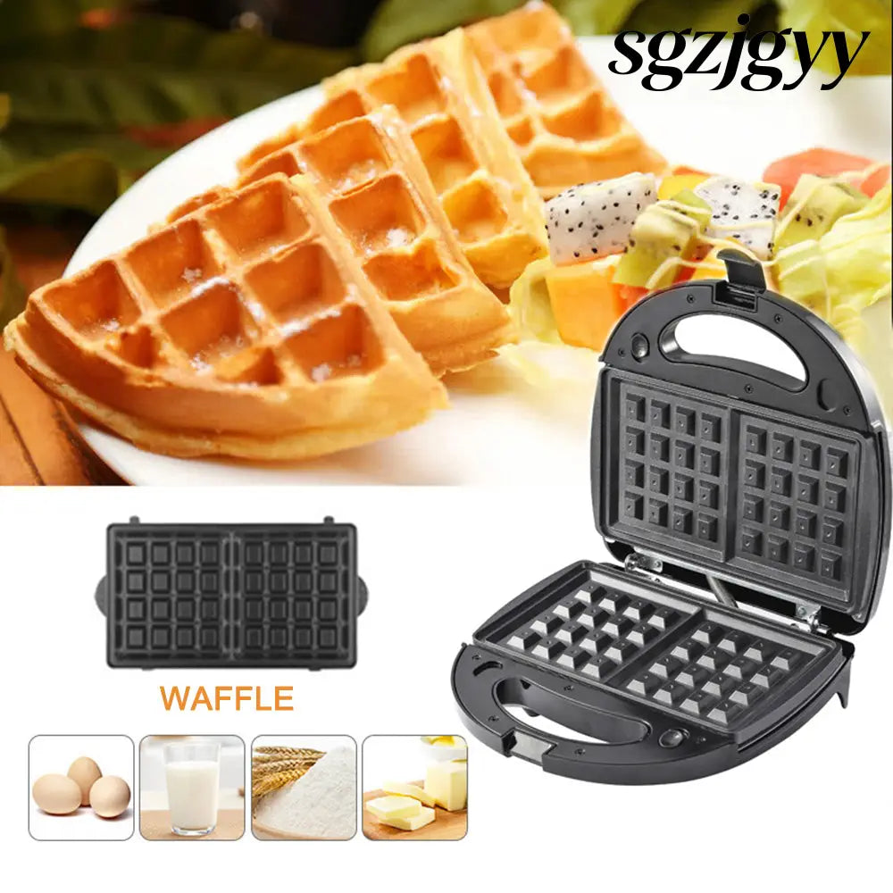 6-in-1 Waffle Maker & Grill | Sandwich Doughnut & Breakfast Maker - Cooking Grinder