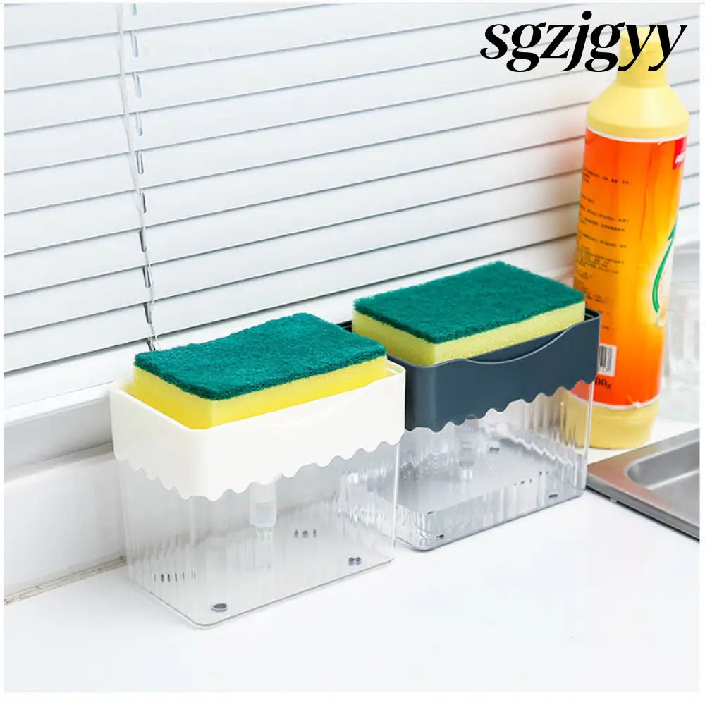 Automatic Dosing Soap Dispenser Sponge Caddy 2-in-1 Push-Type - Cooking Grinder