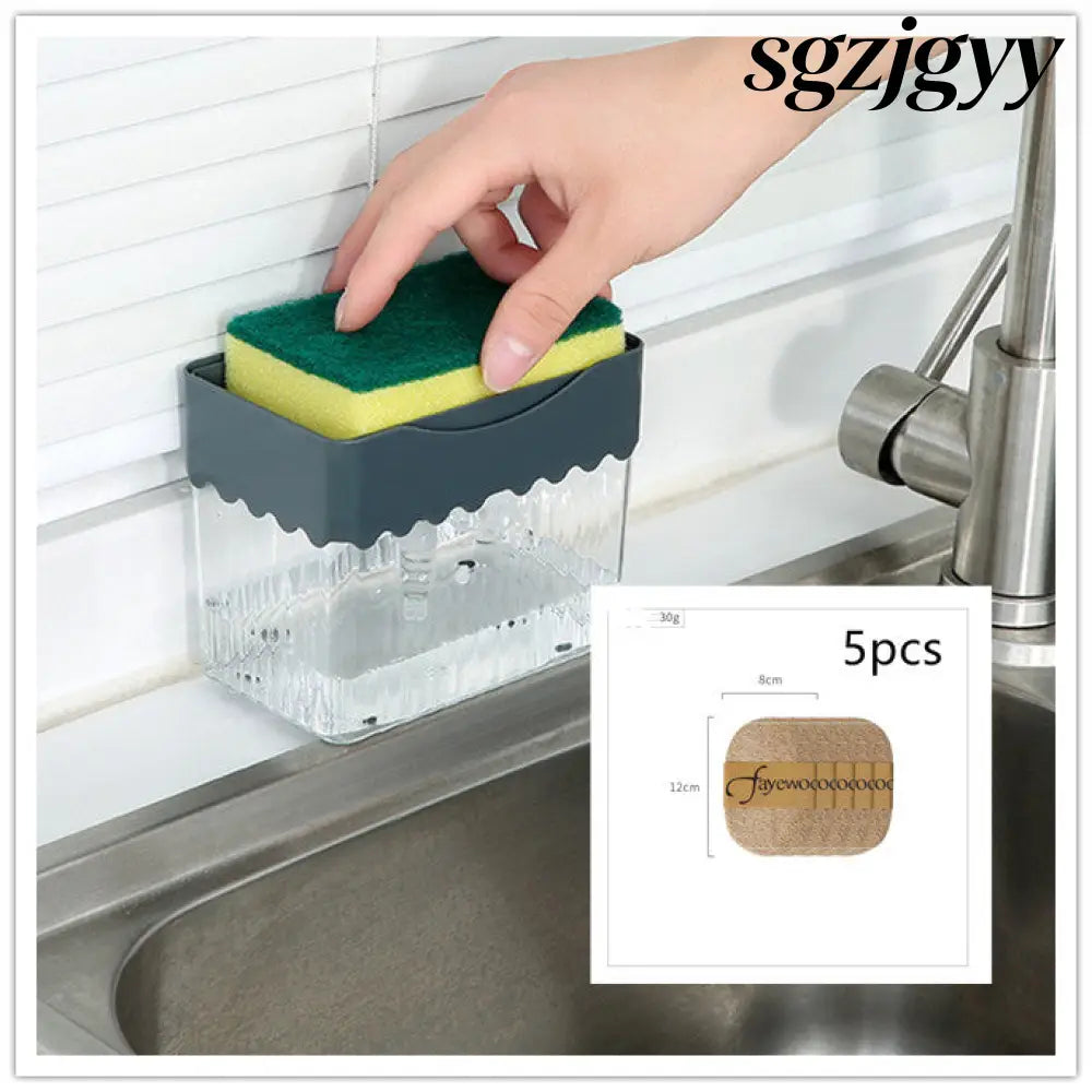 Automatic Dosing Soap Dispenser Sponge Caddy 2-in-1 Push-Type - Cooking Grinder