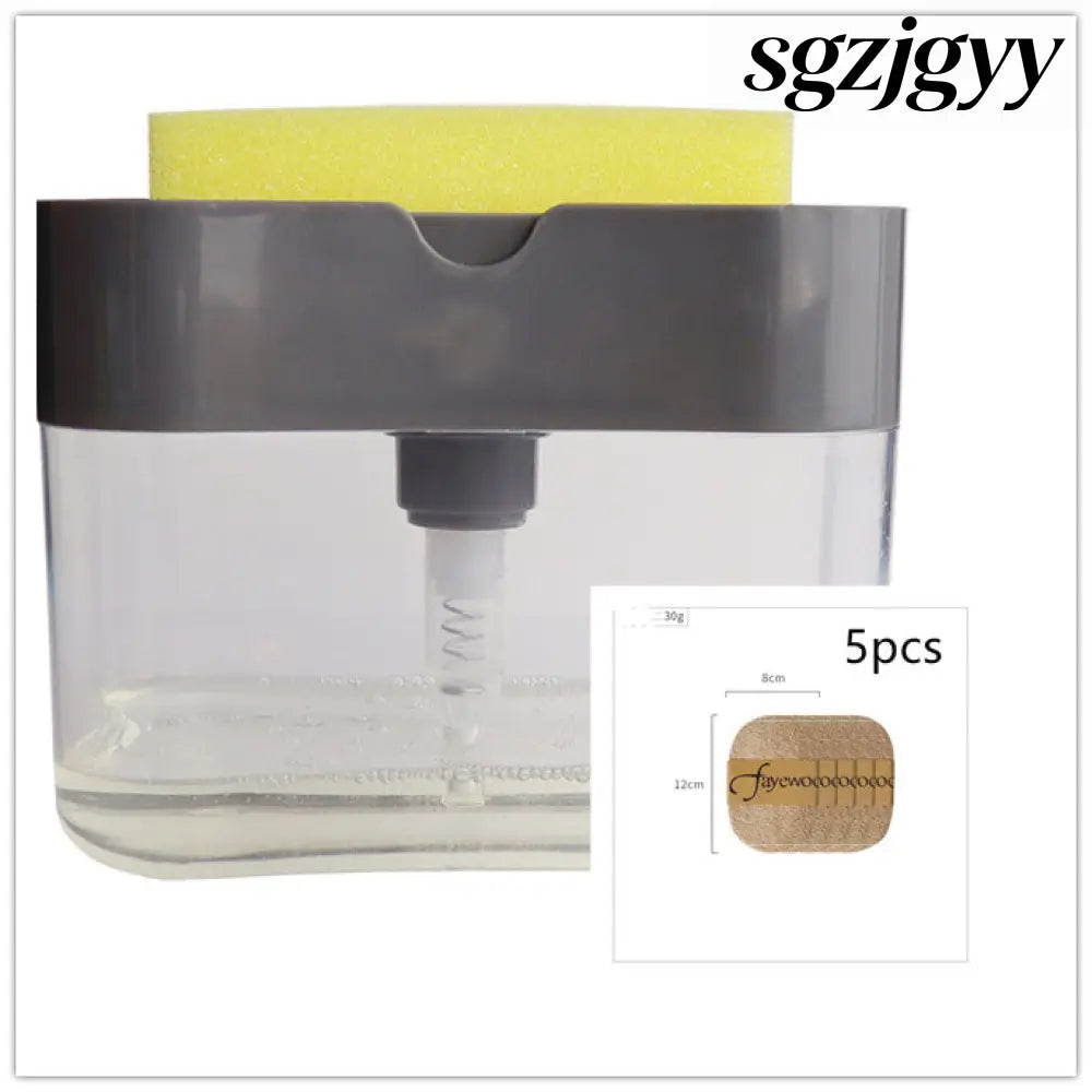 Automatic Dosing Soap Dispenser Sponge Caddy 2-in-1 Push-Type - Dark Grey set - Cooking Grinder