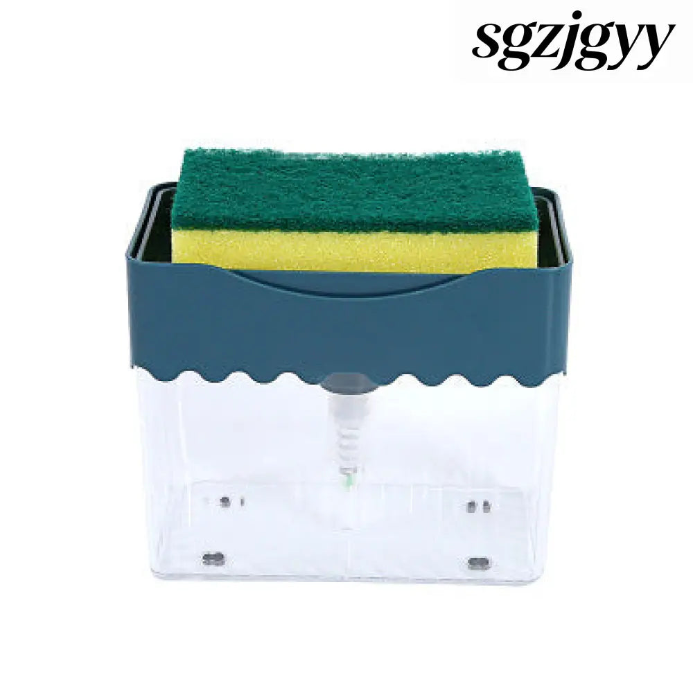 Automatic Dosing Soap Dispenser Sponge Caddy 2-in-1 Push-Type - Navy blue waves - Cooking Grinder
