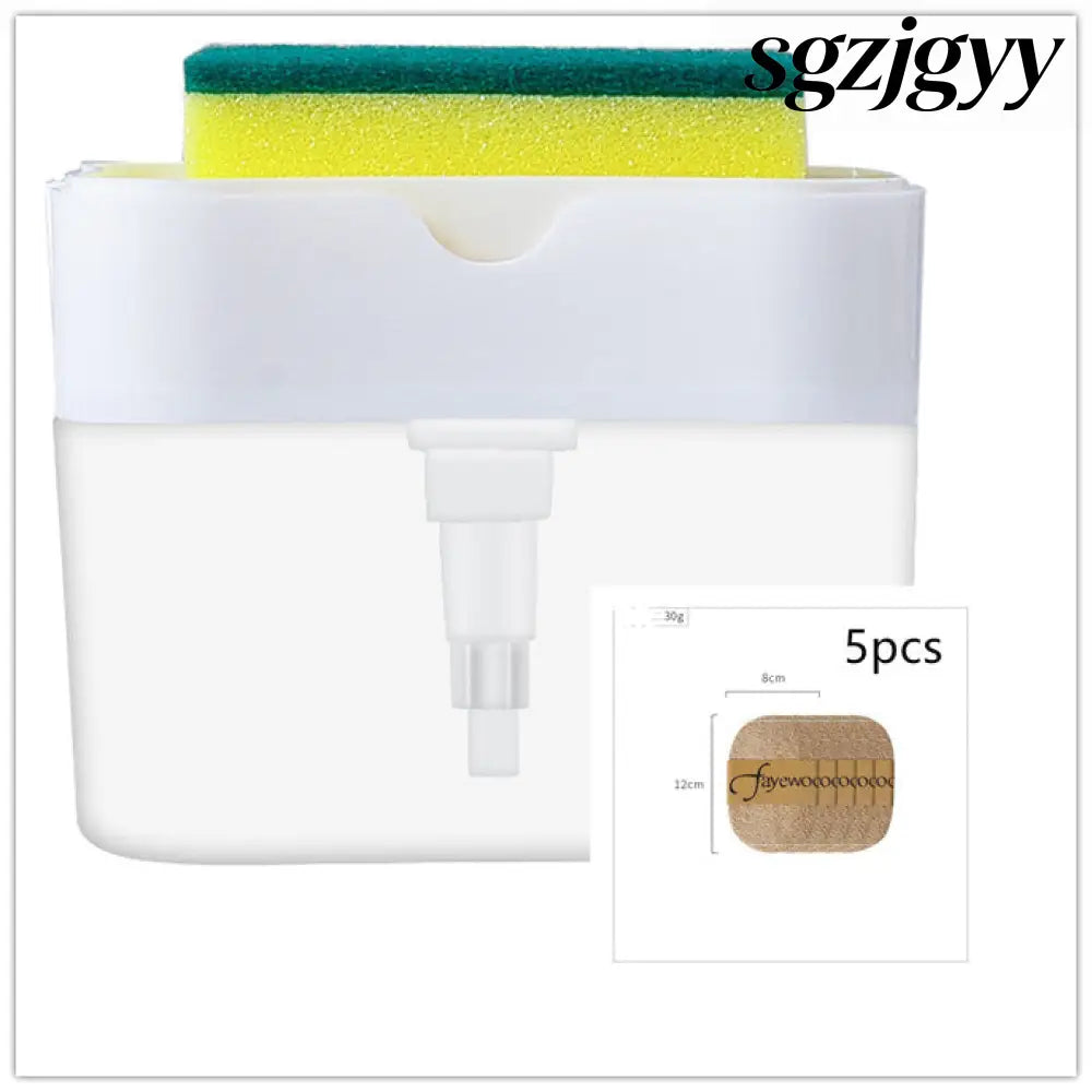 Automatic Dosing Soap Dispenser Sponge Caddy 2-in-1 Push-Type - White set - Cooking Grinder