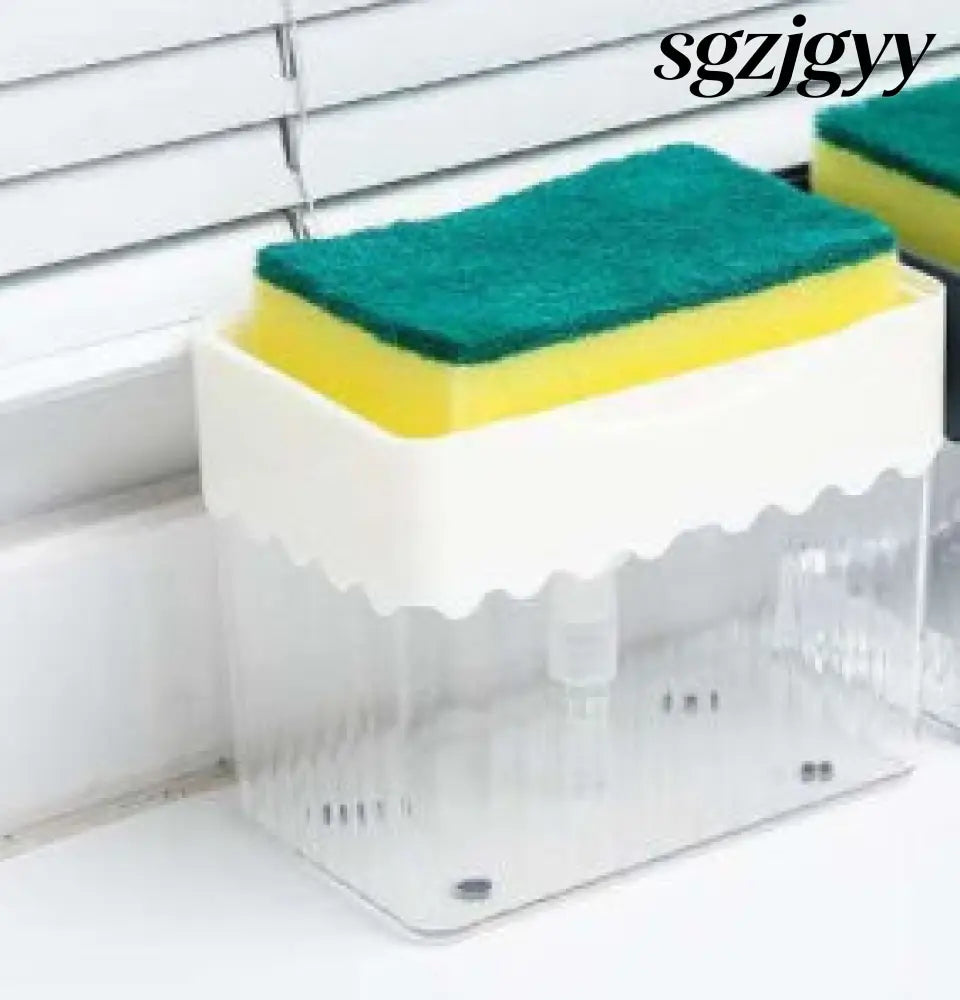 Automatic Dosing Soap Dispenser Sponge Caddy 2-in-1 Push-Type - White waves - Cooking Grinder