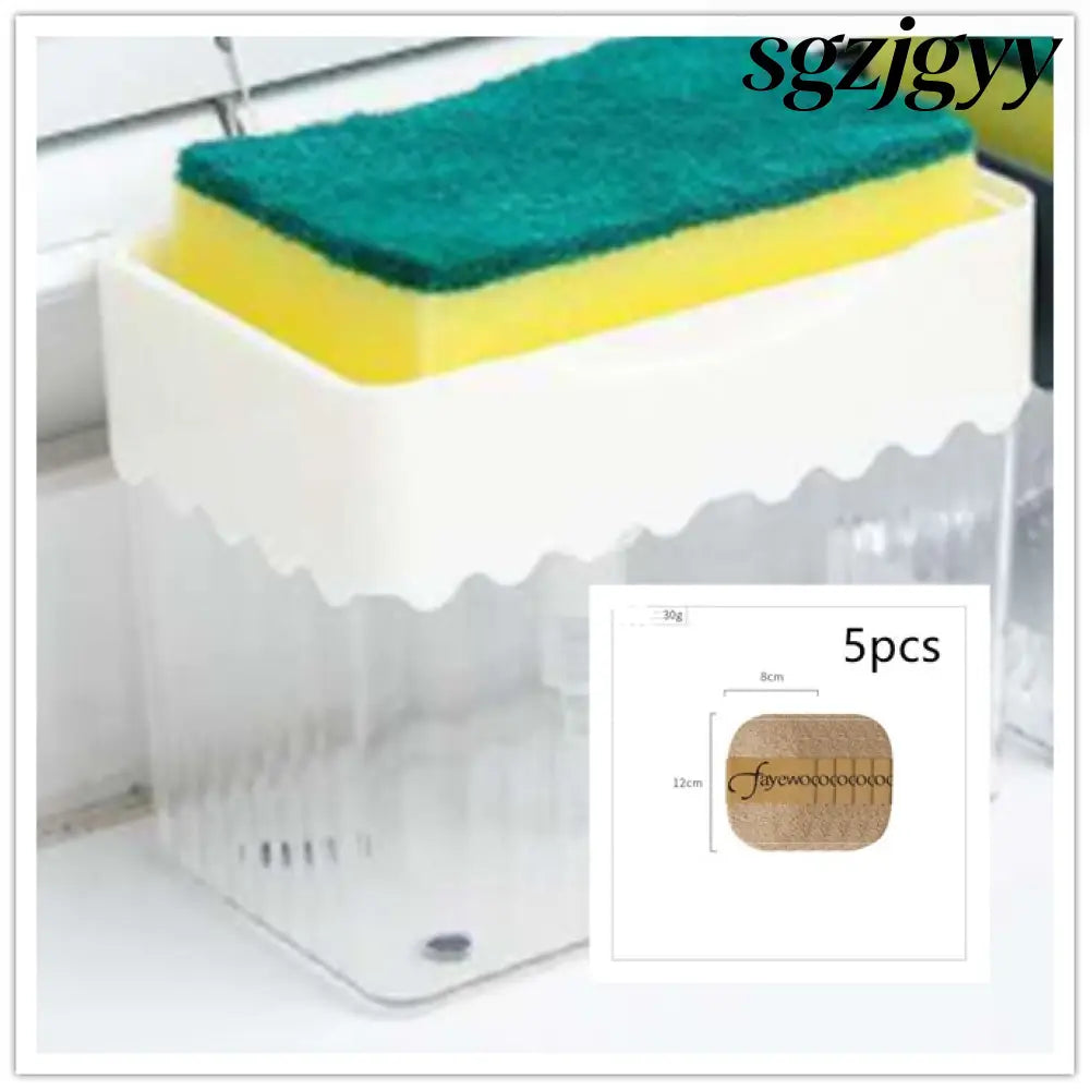 Automatic Dosing Soap Dispenser Sponge Caddy 2-in-1 Push-Type - White waves set - Cooking Grinder