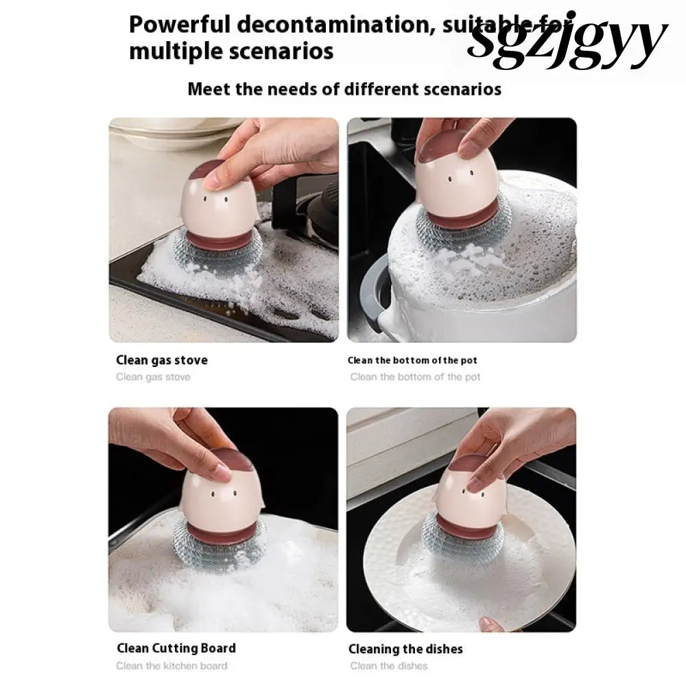 Automatic Liquid Filling Dishwashing Brush Kitchen Dish Brush - Cooking Grinder