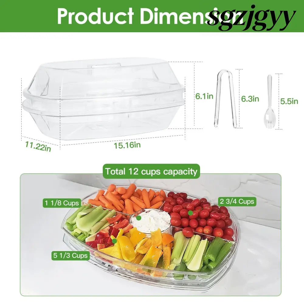 Chilled Fruit & Shrimp Serving Tray with Lid 4 Sections - White - Food Processor
