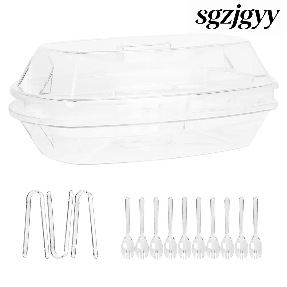 Chilled Fruit & Shrimp Serving Tray with Lid 4 Sections - White - Food Processor