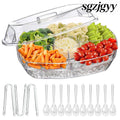 Chilled Fruit & Shrimp Serving Tray with Lid 4 Sections - White - Food Processor