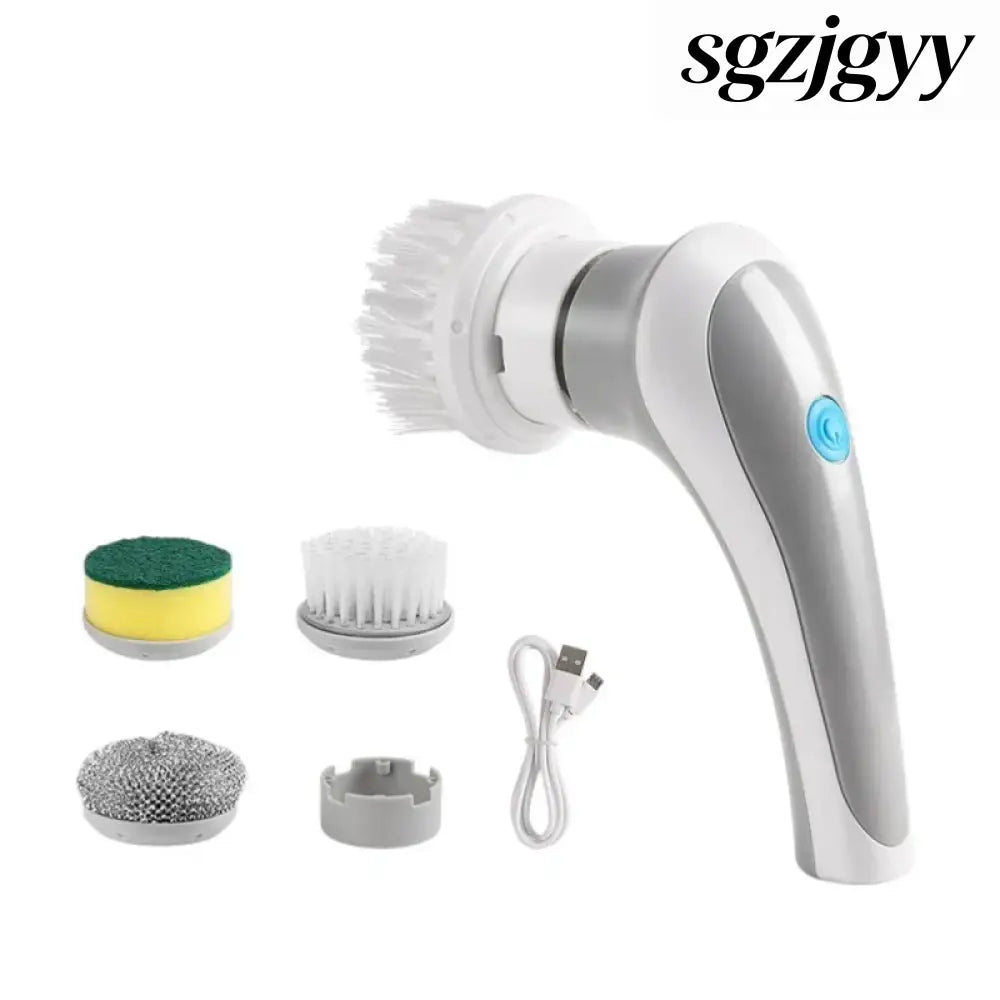 Electric Cleaning Brush 4 In 1 Spinning Scrubber - Gray - Kitchen Gadgets