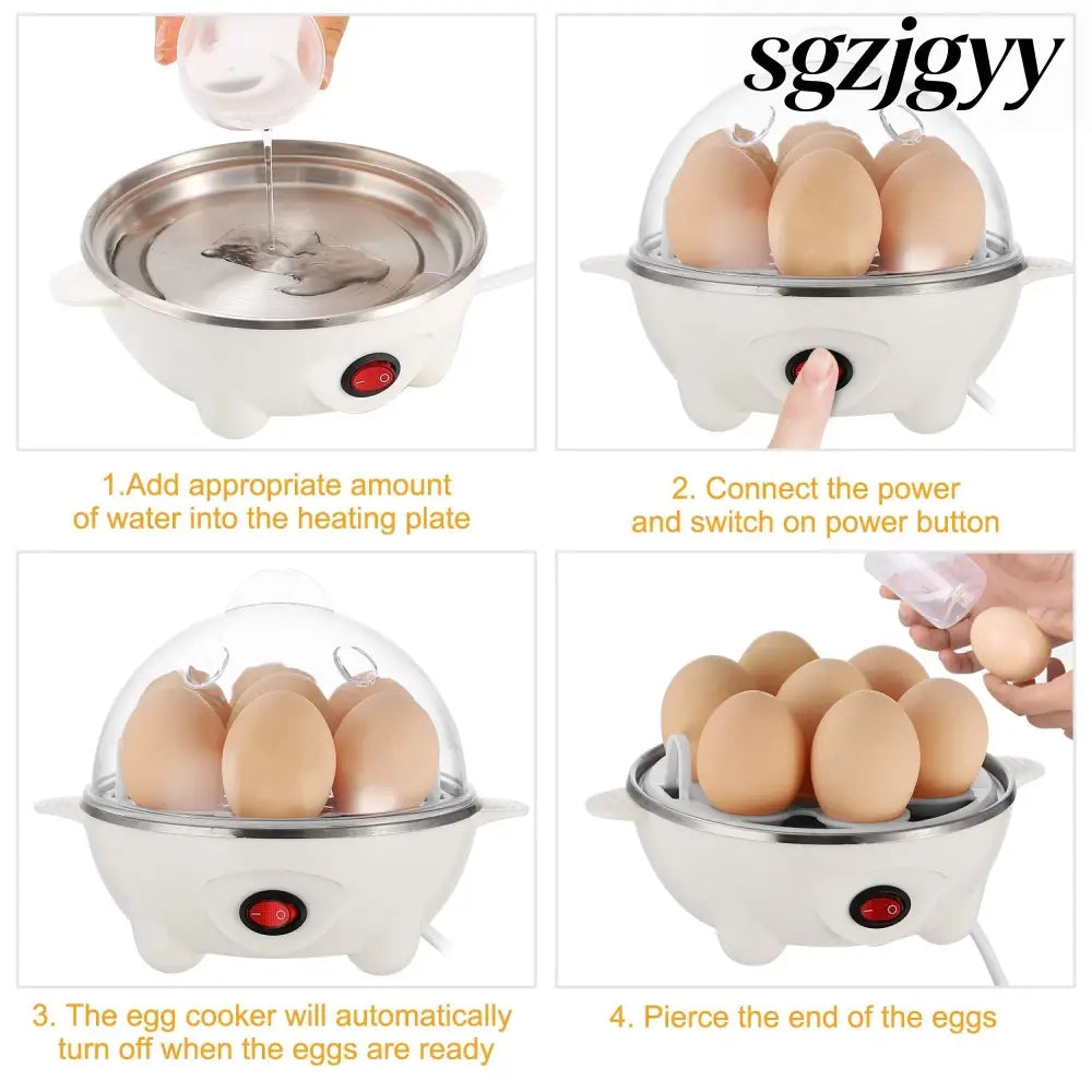 Electric Egg Cooker 7-Capacity | Hard-Boiled with Auto-Off - White - Cooking Grinder