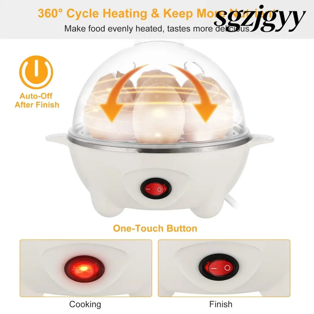 Electric Egg Cooker 7-Capacity | Hard-Boiled with Auto-Off - White - Cooking Grinder
