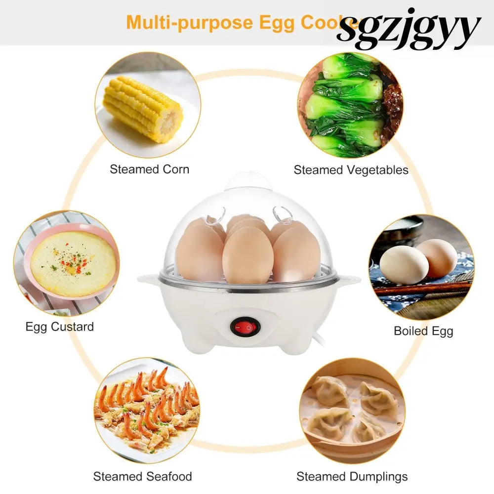 Electric Egg Cooker 7-Capacity | Hard-Boiled with Auto-Off - White - Cooking Grinder