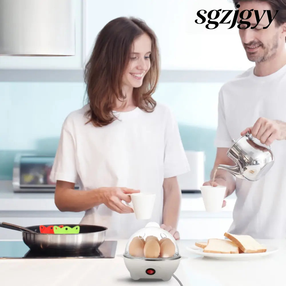Electric Egg Cooker 7-Capacity | Hard-Boiled with Auto-Off - White - Cooking Grinder