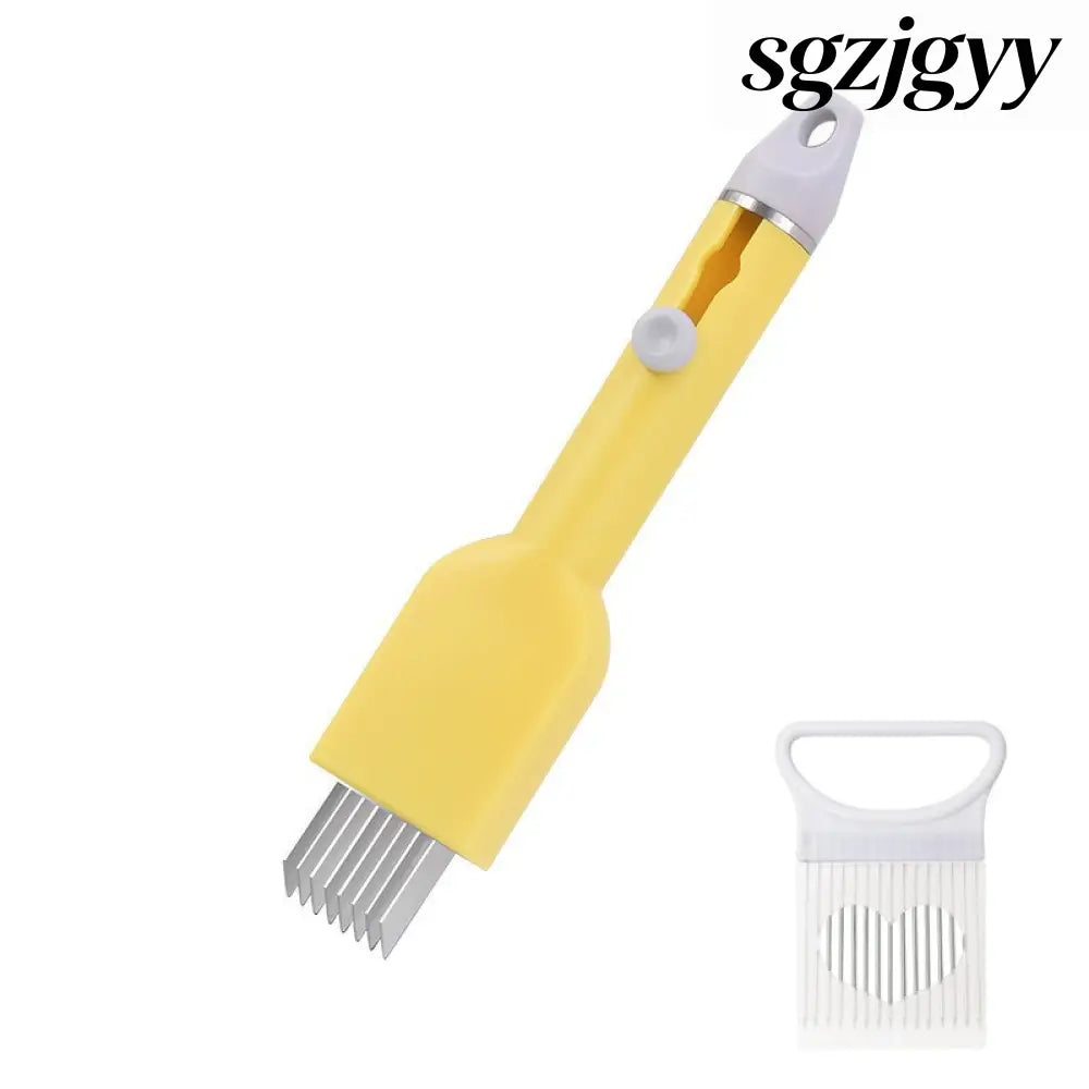 Multi-Vegetable Cutter for Onion & Garlic | Slicer Shredder Tool - Yellow thread cutter - Cooking Grinder