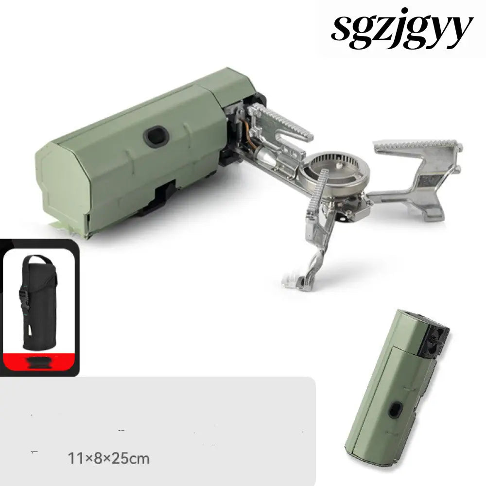 Portable Camping Gas Stove - Cooker & Grill Burner - Green With Buggy Bag - Portable Camping Gas Stove