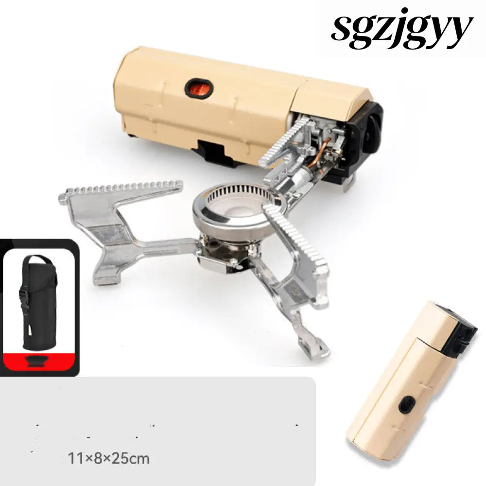 Portable Camping Gas Stove - Cooker & Grill Burner - Khaki With Buggy Bag - Portable Camping Gas Stove