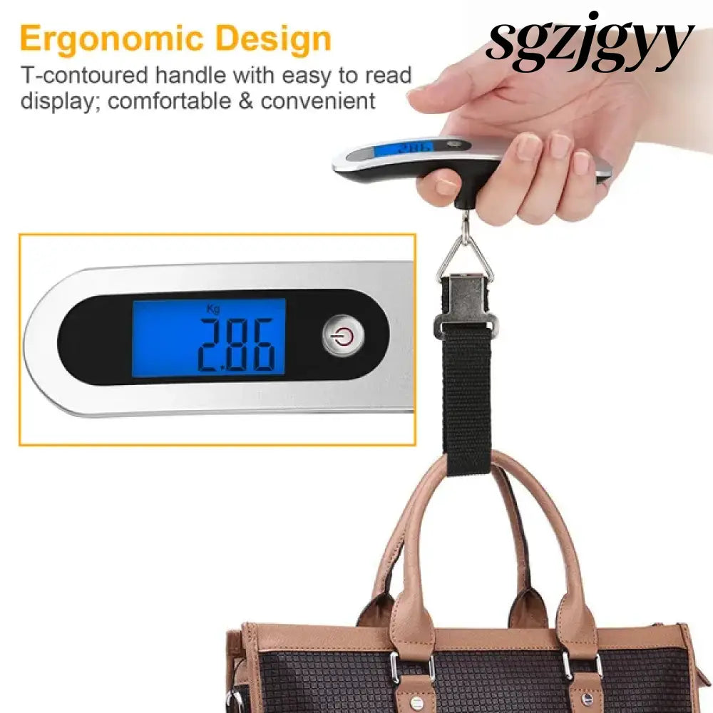 Portable Digital Luggage Scale 50kg 10g LCD Hanging For Household - Silver - Kitchen Gadgets