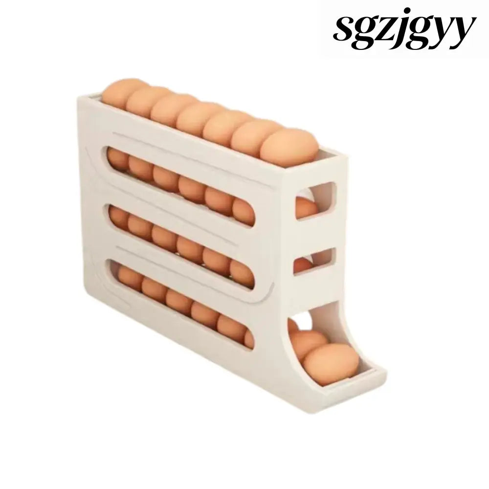 Refrigerator 4-Layer Automatic Egg Roller Sliding Egg - White / Without packing / 1PC - Cooking Grinder