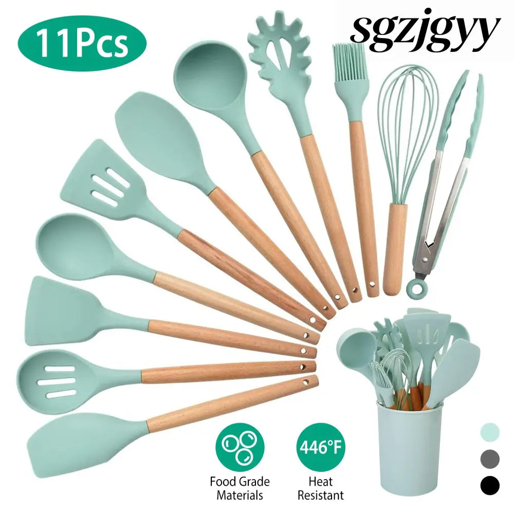 Silicone Cooking Utensil Set With Holder - 11Pcs - Cooking Grinder