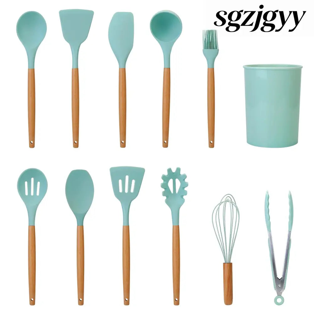 Silicone Cooking Utensil Set With Holder - 11Pcs - Cooking Grinder