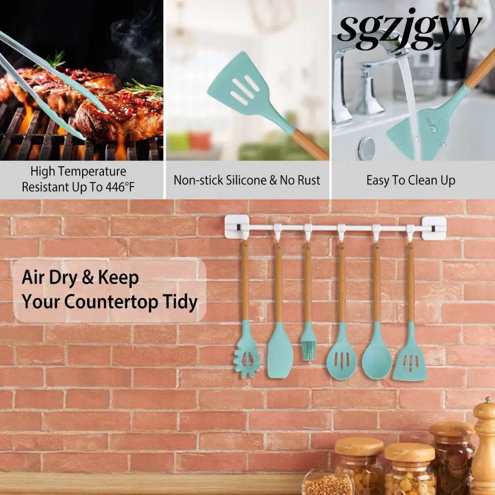 Silicone Cooking Utensil Set With Holder - 11Pcs - Cooking Grinder
