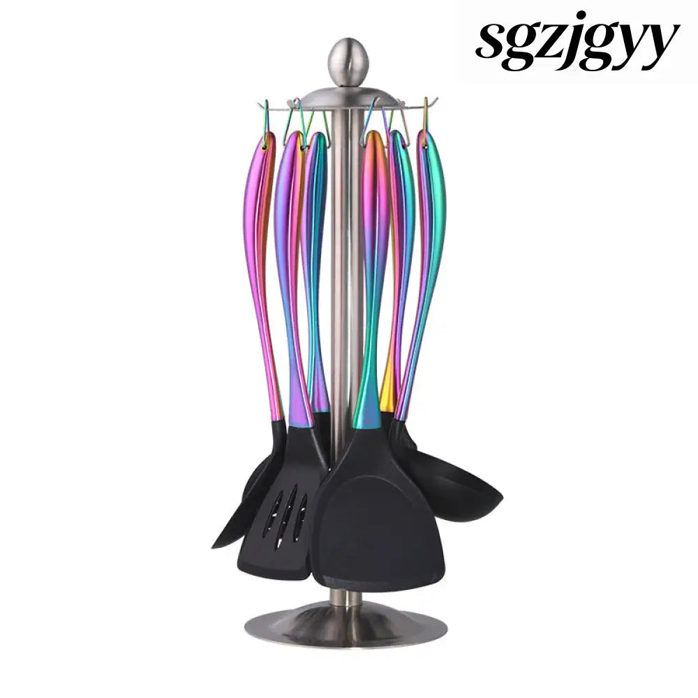 Stainless Steel Kitchenware 7-piece Set With Stand - Color - Cooking Grinder