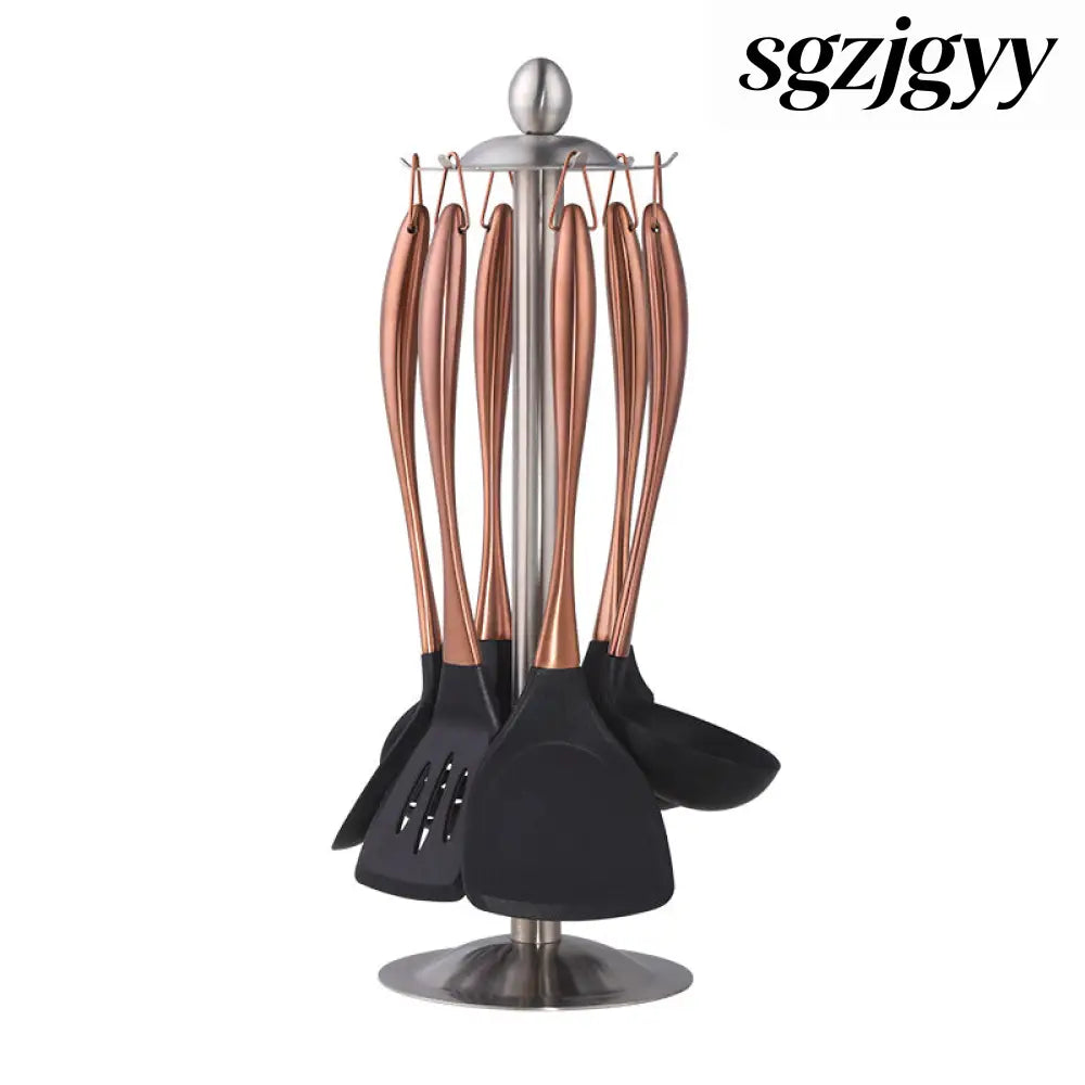 Stainless Steel Kitchenware 7-piece Set With Stand - Rose gold - Cooking Grinder
