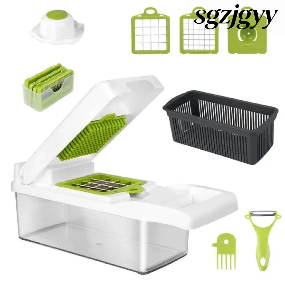Vegetable Chopper With Container 12 In 1 - Pro - Cooking Grinder