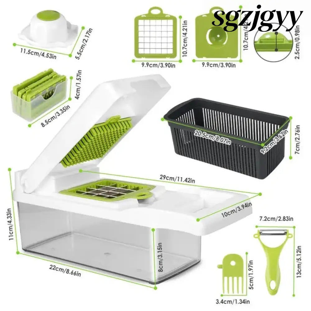 Vegetable Chopper With Container 12 In 1 - Pro - Cooking Grinder