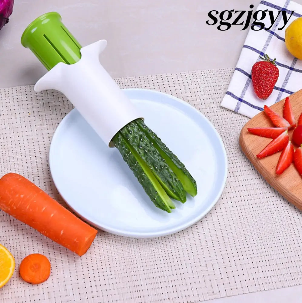 Veggie Slicer & Fruit Divider | Cucumber Carrot Strawberry Cutter - White - Fruit Divider
