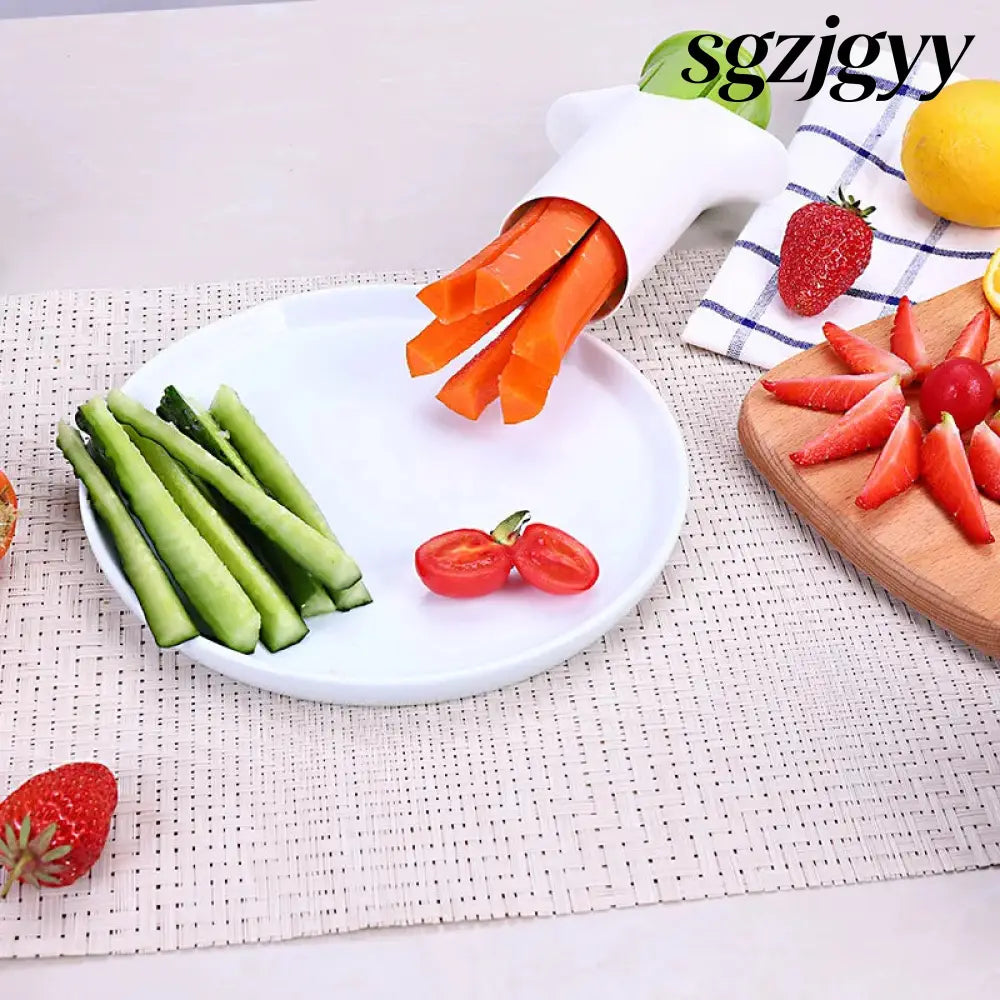 Veggie Slicer & Fruit Divider | Cucumber Carrot Strawberry Cutter - White - Fruit Divider