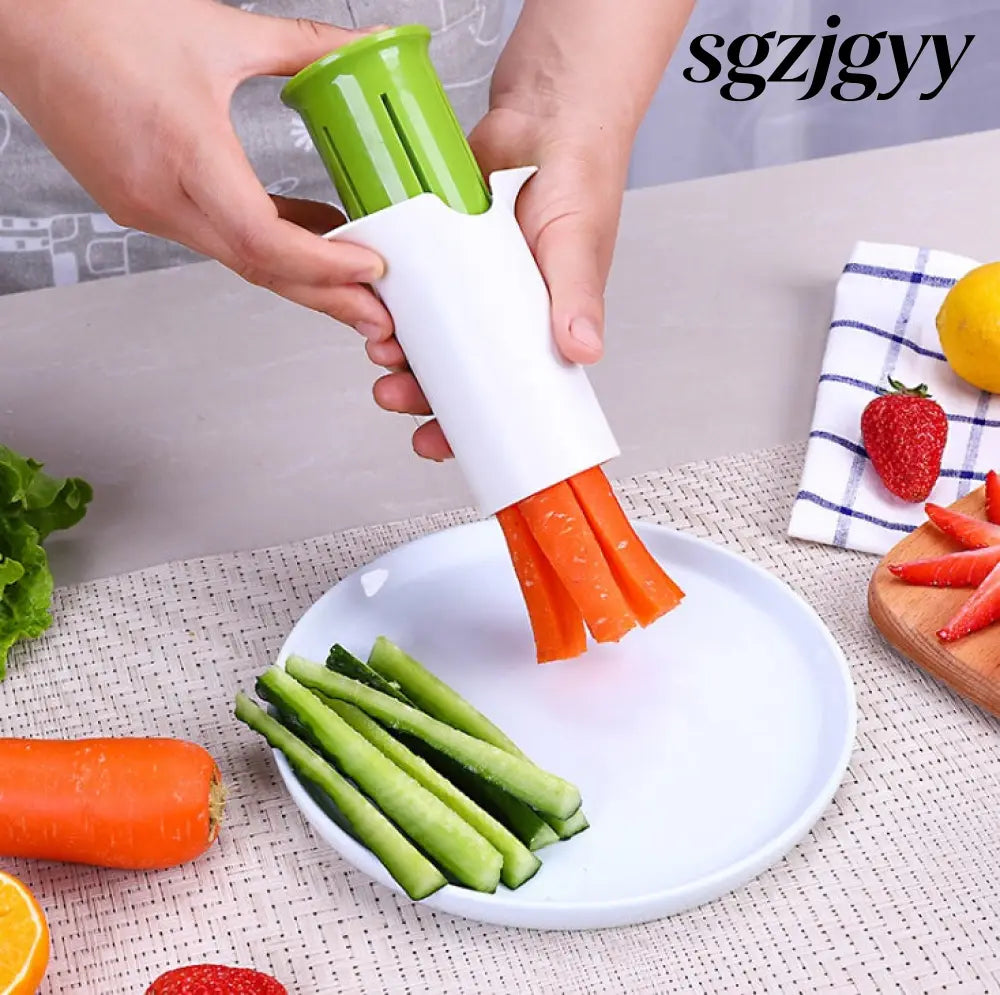 Veggie Slicer & Fruit Divider | Cucumber Carrot Strawberry Cutter - White - Fruit Divider