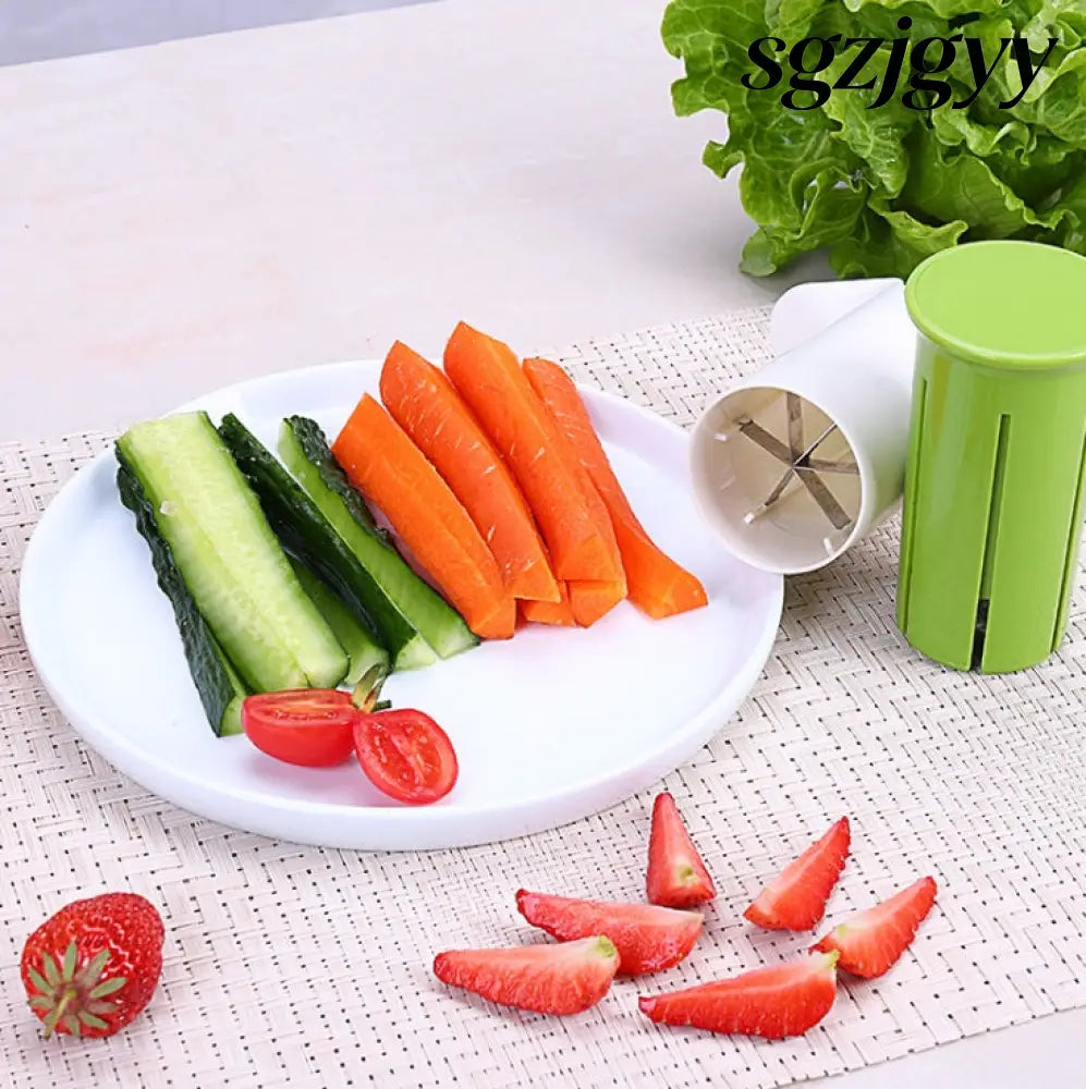 Veggie Slicer & Fruit Divider | Cucumber Carrot Strawberry Cutter - White - Fruit Divider